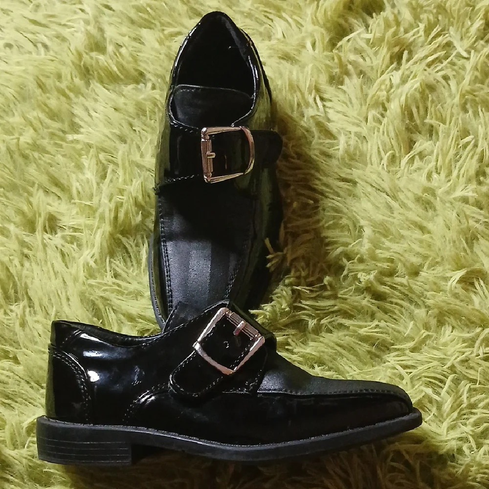 Felipe Stefano Shiny‎ Black Kids Dress Shoes Size 9M Preowned